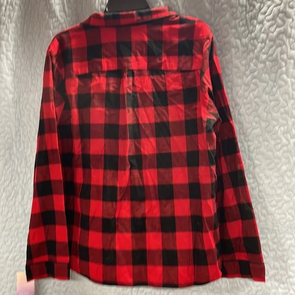 Button Flannel pajama top - Picture 3 of 8